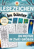Vorschau - Mal- und Bastelvorlagen - Lesezeichen (Buntglas) - Im Winter - Deckblatt