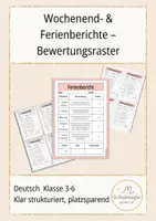 Vorschau - Arbeitsblätter - Wochenendbericht Ferienbericht - Bewertungsraster - Deckblatt