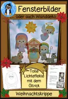 Vorschau - Arbeitsblätter - Fensterbilder Weihnachtskrippe | Krippenfiguren basteln | Tolle Lichteffekte mit dem Öltrick | Weihnachten Grundschule & Kita - Deckblatt