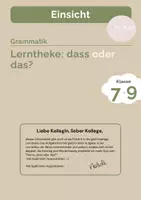 Vorschau - Arbeitsblätter - Einsicht – Unterscheidung von dass und das - Deckblatt