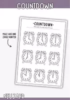 Vorschau - Mal- und Bastelvorlagen - Ausmalen - Countdown bis Mitternacht - Deckblatt