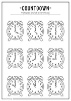 Vorschau - Mal- und Bastelvorlagen - Ausmalen - Countdown bis Mitternacht - Seite 1