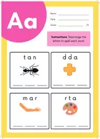 anteprima - Esercizi - Alphabet Spelling Worksheets to Unscramble and Spell Words (A–Z) - Pagina di copertina