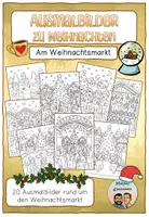 Vorschau - Mal- und Bastelvorlagen - 20 Ausmalbilder zu Weihnachten: Am Weihnachtsmarkt - Deckblatt