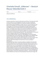 Vorschau - Klassenarbeiten - Charlotte Gneuß: Gittersee – Deutsch Klausur SEK II mit Erwartungshorizont - Deckblatt