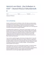 Vorschau - Klassenarbeiten - Heinrich von Kleist: Das Erdbeben in Chili – Deutsch Klausur SEK II mit Erwartungshorizont - Deckblatt
