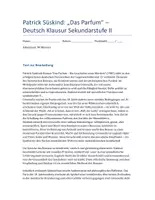 Vorschau - Klassenarbeiten - Patrick Süskind: Das Parfum – Deutsch Klausur SEK II mit Erwartungshorizont - Deckblatt
