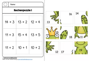 Vorschau - Arbeitsblätter - Rechenpuzzles Märchen & Ritter: ZR 20 (ohne ZÜ) - Seite 1