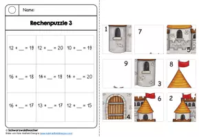 Vorschau - Arbeitsblätter - Rechenpuzzles Märchen & Ritter: ZR 20 (ohne ZÜ) - Seite 3