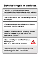 Vorschau - Poster - Werkraum Sicherheitsregeln - Deckblatt