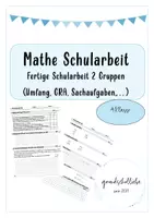 Vorschau - Test - Mathematik Schularbeit 2 Gruppen - Deckblatt