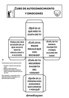 Vista previa - Manualidades / Dibujos para colorear - 7 Cubos con preguntas de autoconocimiento en blanco y negro - página 2