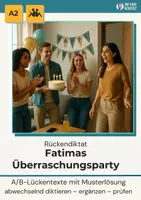 Vorschau - Stationenlernen - Rückendiktat Fatimas Überraschungsparty, A2/B1 - Deckblatt