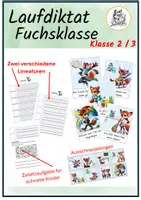 Vorschau - Arbeitsblätter - Laufdiktat Fuchsklasse Klasse 2 / 3 - Deckblatt