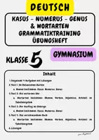 Vorschau - Arbeitsblätter - Kasus, Numerus, Genus & Wortarten – Grammatiktraining mit vier spannenden Texten-Klasse 5 - Deckblatt