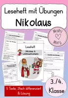 Vorschau - Arbeitsblätter - Leseheft: Nikolaus (mit Lösung) - Deckblatt