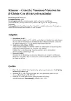 Vorschau - Arbeitsblätter - Klausur- Genetik, Mutation, Punktmutation, PBS - Deckblatt