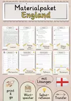 Vorschau - Arbeitsblätter - England Lesetext mit Fragen + Lösungen Leseverstehen Wortspeicher didaktische Reserve Lesen Leseverständnis - Deckblatt