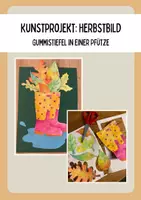 Vorschau - Mal- und Bastelvorlagen - Kunstprojekt: Herbstbild - Gummistiefel in einer Pfütze - Deckblatt