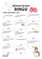 Vorschau - Arbeitsblätter - AB Winterferien Bingo, Erzählen von den Ferien - Seite 1