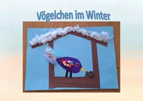 Vorschau - Mal- und Bastelvorlagen - Vögelchen im Winter - Deckblatt