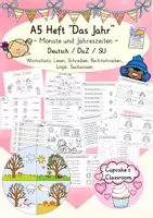anteprima - Esercizi - Deutsch/ DaZ/ SU - A5 Übungsheft das Jahr / Jahreszeiten / Monate - (Le stagioni) - Pagina di copertina