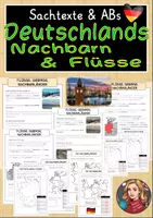 Vorschau - Arbeitsblätter - Deutschland Nachbarländer & Flüsse Sachtexte & Arbeitsblätter - Deckblatt