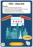 Vorschau - Klassenarbeiten - English class test USA mit Lösungen - fünf Kompetenzen - Deckblatt