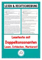 Vorschau - Arbeitsblätter - Doppelkonsonanten. Texte mit Rechtschreibphänomenen. Lesetexte zum Lesen, Entdecken, Markieren! - Deckblatt