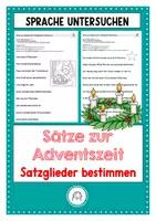 Vorschau - Arbeitsblätter - Sätze zur Adventszeit.Satzglieder bestimmen mit Abschlusstest - Deckblatt