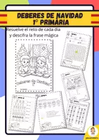 Vista previa - Hojas de trabajo - Deberes de Navidad. 1º de Primaria - Portada