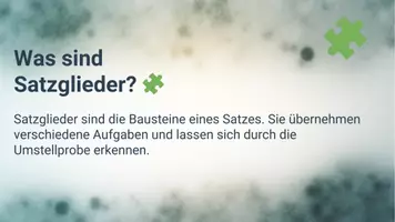 Vorschau - Präsentationen/Tafelbilder - "Satzglieder verstehen"Präsentation - Seite 2