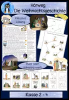 Vorschau - Arbeitsblätter - Hörweg „Die Weihnachtsgeschichte“ – Zuhören & Verstehen in Religion oder Deutsch zu Weihnachten | Klasse 2–4 - Deckblatt