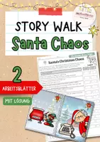 Vorschau - Arbeitsblätter - At the North Pole | Christmas Story Walk | Lesespaziergang Simple Past Englisch - Deckblatt