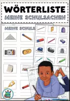 Vorschau - Arbeitsblätter - Wörterliste mit Wörtertabelle "Meine Schulsachen" DaZ / Deutsch - Deckblatt