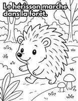 Aperçu - Matériel pour travaux manuels / dessin - Coloriage automne Hérisson Français-Anglais - Page 3