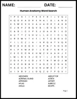 Vorschau - Arbeitsblätter - Human anatomy word search - Wortsuche Englisch Rätsel - Deckblatt