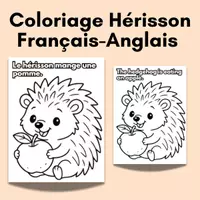 Aperçu - Matériel pour travaux manuels / dessin - Coloriage automne Hérisson Français-Anglais - Page de couverture