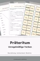Vorschau - Arbeitsblätter - Unregelmäßige Verben im Präteritum – Zuordnung, Lückentext & Domino - Deckblatt