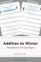 Vorschau - Arbeitsblätter - Addieren am Zahlenstrahl: Winter-Edition (Zahlenraum bis 10) - Deckblatt
