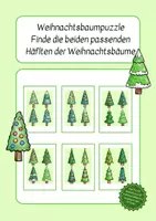 Vorschau - Spiele - Weihnachtsbaum Puzzle, Weihnachtsbaumhälften zordnen, Paare finden - Deckblatt