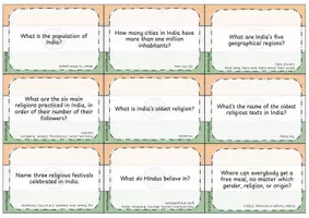 Vorschau - Aufgabenkarten - Quiz Cards - INDIA (Speaking Activity) - Seite 1