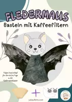 Vorschau - Mal- und Bastelvorlagen - Fledermaus Bastelvorlage - Fensterbild mit Kaffeefiltern - Deckblatt