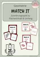 Vorschau - Spiele - Match it- Zuordnungsspiel zu Flächeninhalt und Umfang - Deckblatt