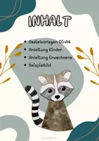 Vorschau - Mal- und Bastelvorlagen - Waschbär Bastelvorlage - Fensterbild mit Kaffeefiltern - Seite 1