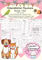 anteprima - Esercizi - Deutsch/DaZ - Haustiere - Sparpaket Bildkarten, Arbeitsblätter, Miniwörterbuch, Sprachförderung (Raccolta di materiali sugli animali domestici) - Pagina 1