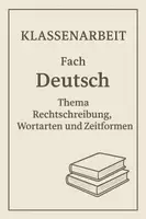 Vorschau - Test - Klassenarbeit Rechtschreibung, Wortarten & Zeitformen (Kl. 4-5) - Deckblatt