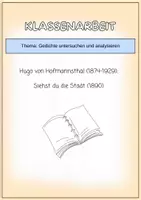 Vorschau - Klassenarbeiten - Großstadtlyrik (Klassenarbeit und alternative Prüfungsform) - Seite 1