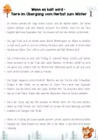 Vorschau - Arbeitsblätter - Leseverständnistext Tiere im Winter + Aufgaben - Deckblatt