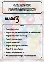 Vorschau - Arbeitsblätter - Fit für die Matheprobe! – 1. Schriftlicher Leistungsnachweis (Beispiel-1) Klasse 3/ mit Lösungen - Deckblatt